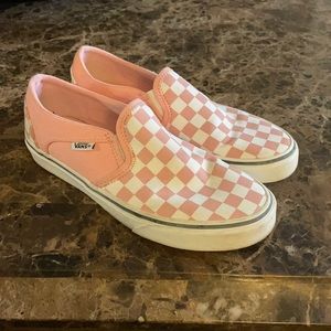 USED PINK SLIP ON VANS